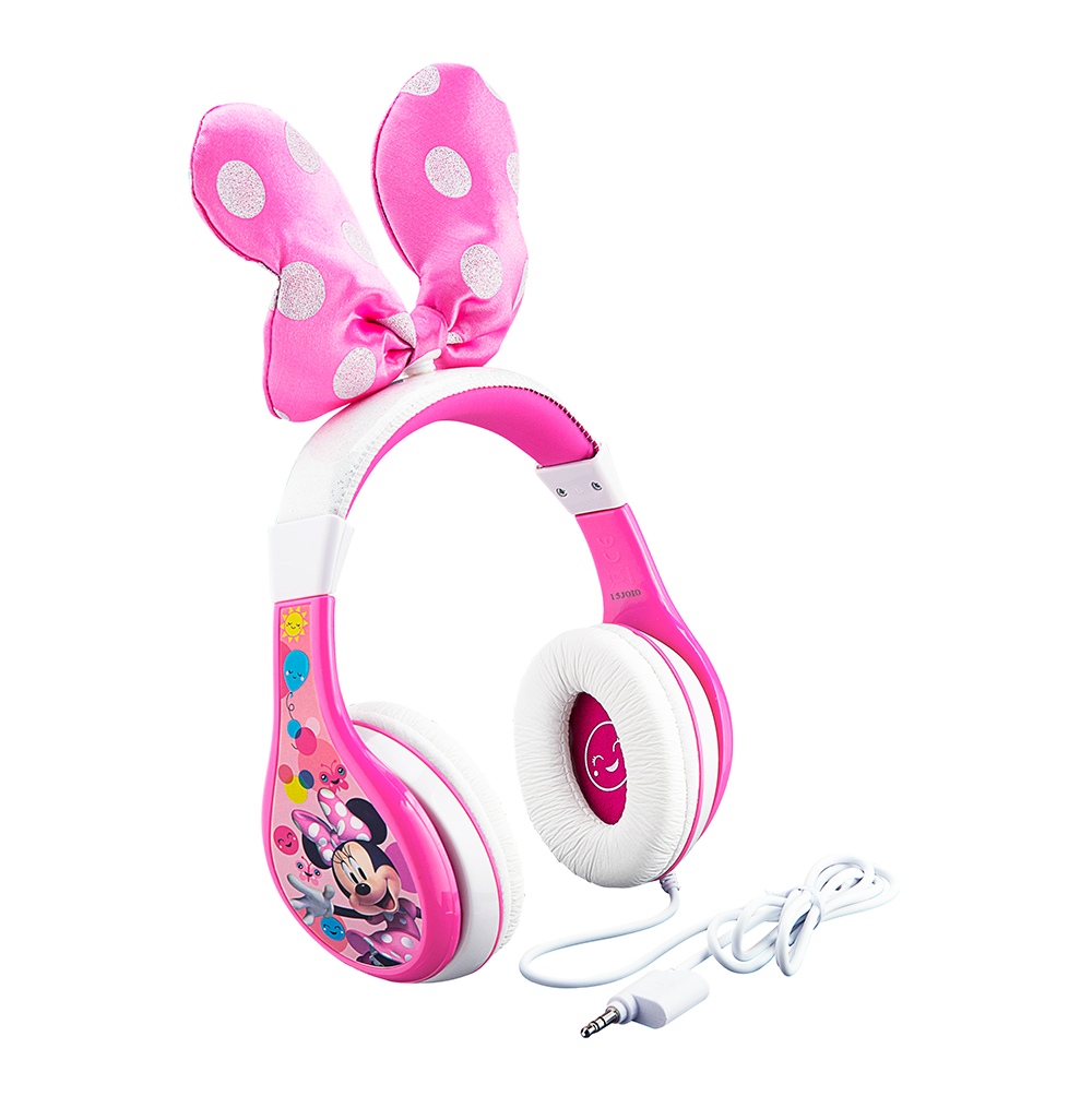 eKids Minnie Mouse - Auriculares Bluetooth inalámbricos con micrófono para  niños, incluye cable auxiliar, auriculares plegables con reducción de