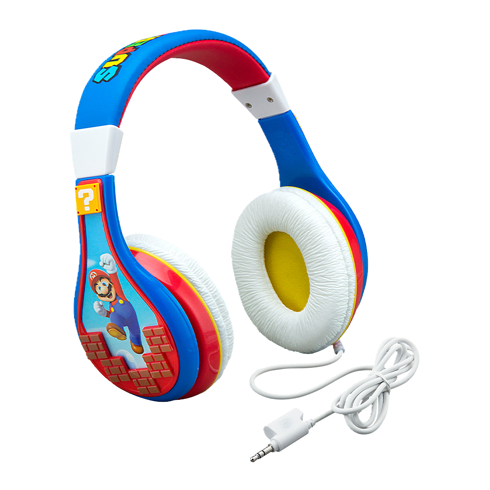 eKids Super Mario - Auriculares para niños, diadema ajustable, sonido  estéreo, conector de 0.138 in, auriculares con cable para niños, sin  enredos