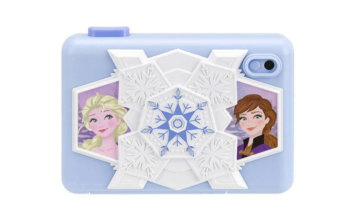 Disney Frozen digital camera for kids with Elsa and Anna design on blue background