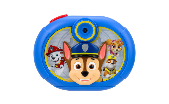 Paw Patrol digital camera for kids featuring cartoon characters with blue casing.