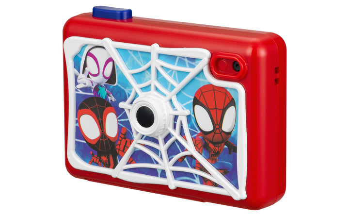 Spidey and His Amazing Friends red digital camera for kids with spider web design and superhero characters