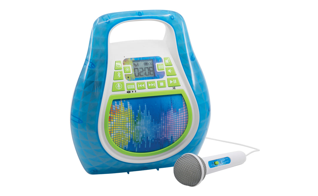 eKids Karaoke Machine for Kids, Bluetooth Speaker with Microphone and Karaoke Recorder to Save and Share Performances Via USB Port